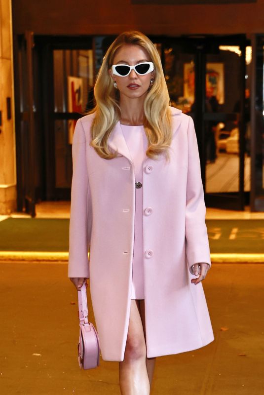 SYDNEY SWEENEY in a Charming Pink Outfit Out in New York 12/12/2023