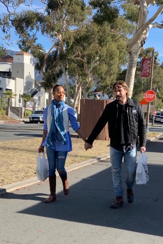 ZOE SALDANA and Marco Perego Shopping at Farmer