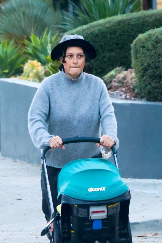 ALIA SHAWKAT Out with Her Baby in Los Angeles 01/28/2024