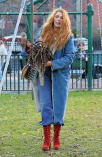BLAKE LIVELY on the Set of It Ends with Us at Van Vorst Park in Jersey City 01/11/2024