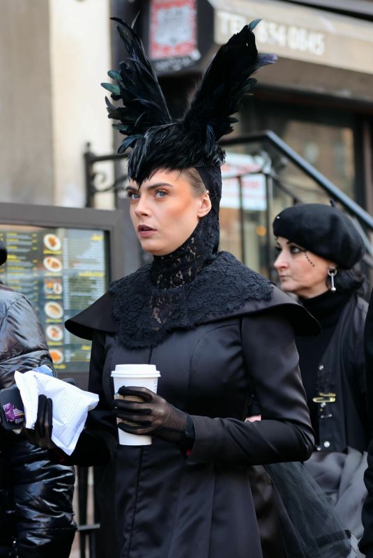 CARA DELEVINGNE on the Set of American Horror Story in New York 01/04/2024