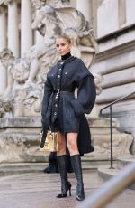 CAROLINE DAUR Arrives at Schiaparelli Spring/Summer 2024 Show at Fashion Week in Paris 01/22/2024