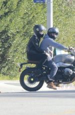CAYLEE COWAN and Casey Affleck Ride a Motorcycle in Los Feliz 01/19/2024