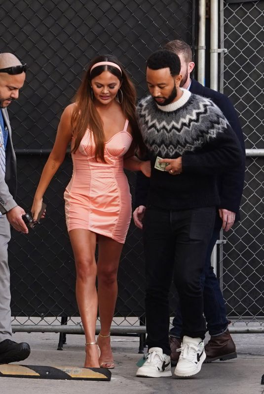 CHRISSY TEIGEN and John Legend Arrives at Jimmy Kimmel Live in Hollywood 01/18/2024