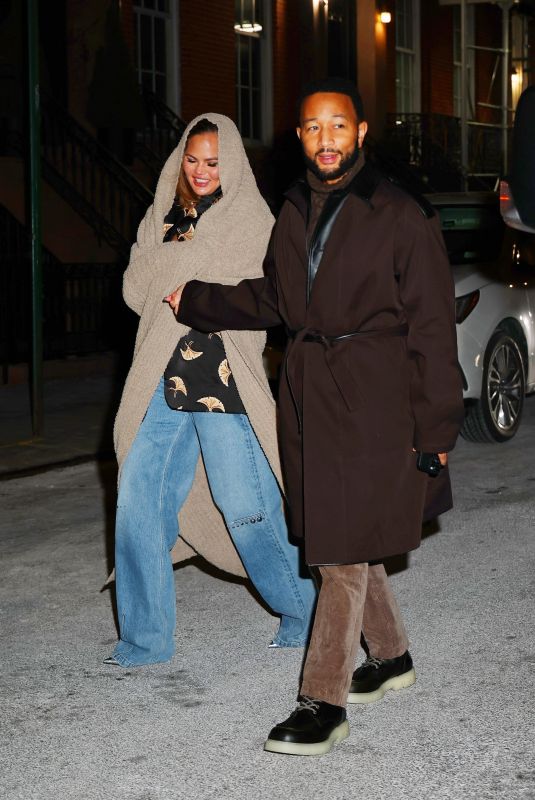 CHRISSY TEIGEN and John Legend Night Out in New York 01/22/2024