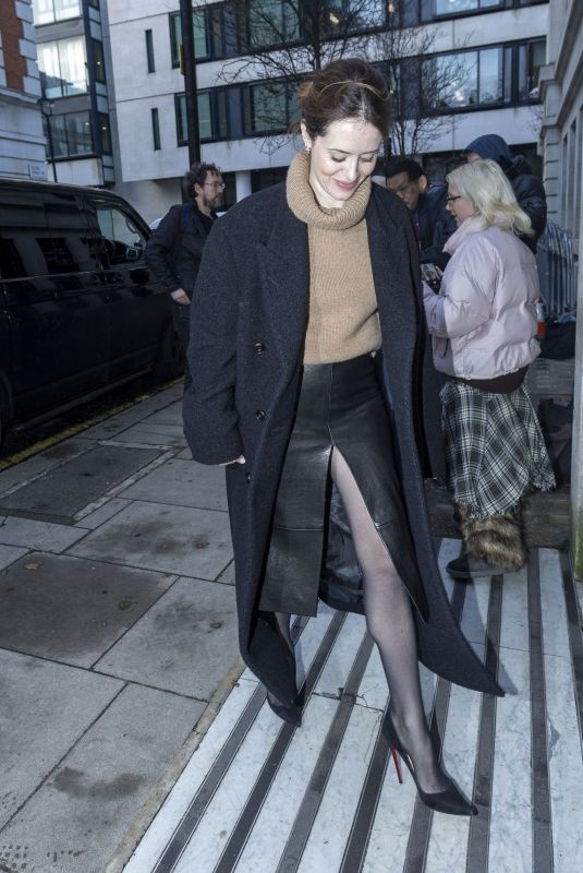 CLAIRE FOY Arrives at BBC Radio 2 in London 01/22/2024