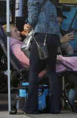 ELISABETH MOSS on Set with Director Max Minghella in Los Angeles 01/30/2024