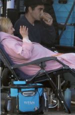 ELISABETH MOSS on Set with Director Max Minghella in Los Angeles 01/30/2024