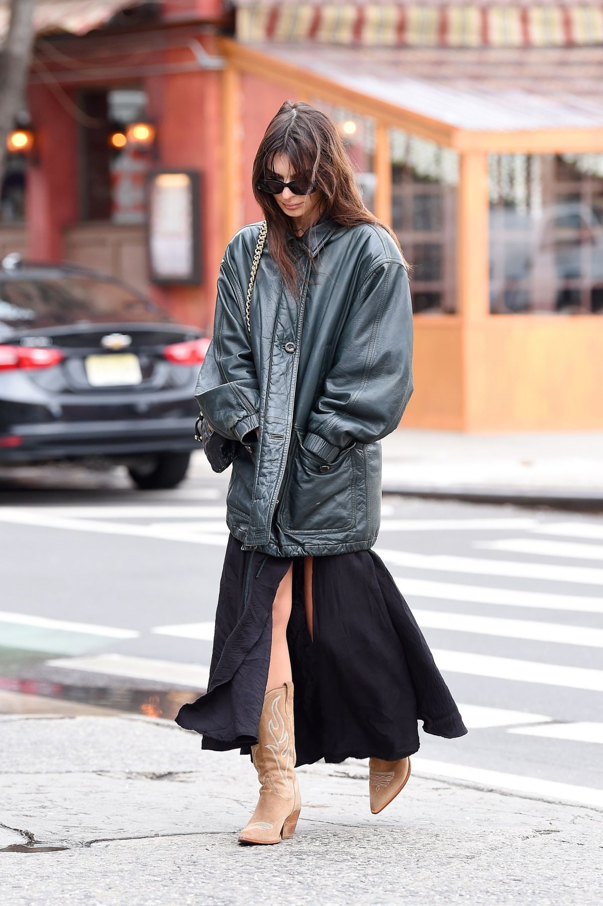 EMILY RATAJKOWSKI in a Maxi Skirt with a High Slit Out in New York 01 ...
