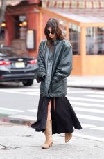 EMILY RATAJKOWSKI in a Maxi Skirt with a High Slit Out in New York 01/10/2024