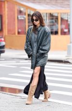 EMILY RATAJKOWSKI in a Maxi Skirt with a High Slit Out in New York 01/10/2024