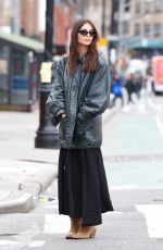 EMILY RATAJKOWSKI in a Maxi Skirt with a High Slit Out in New York 01/10/2024