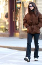 EMILY RATAJKOWSKI Out for Breakfast in a Brown Puffer Coat and Black Pants in New York 01/22/2024