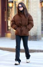 EMILY RATAJKOWSKI Out for Breakfast in a Brown Puffer Coat and Black Pants in New York 01/22/2024