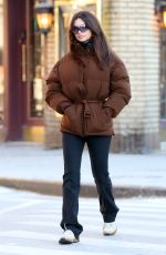 EMILY RATAJKOWSKI Out for Breakfast in a Brown Puffer Coat and Black Pants in New York 01/22/2024