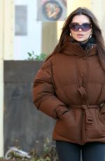 EMILY RATAJKOWSKI Out for Breakfast in a Brown Puffer Coat and Black Pants in New York 01/22/2024