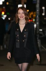 EMMA STONE Arrives at Late Show with Stephen Colbert in New York 01/30/2024