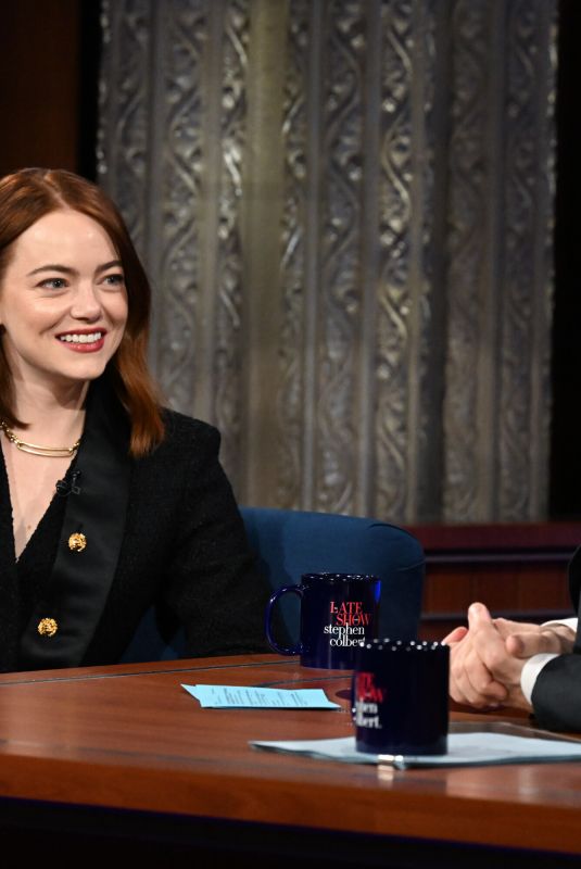 EMMA STONE at Late Show with Stephen Colbert in New York 01/30/2024