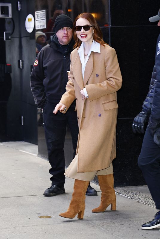 EMMA STONE Leaves Good Morning America in New York 01/30/2024