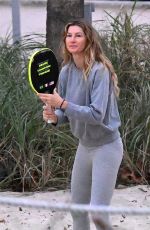 GISELE BUNDCHEN Playing Beach Tennis in Miami 01/17/2024