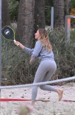 GISELE BUNDCHEN Playing Beach Tennis in Miami 01/17/2024