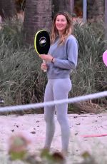 GISELE BUNDCHEN Playing Beach Tennis in Miami 01/17/2024