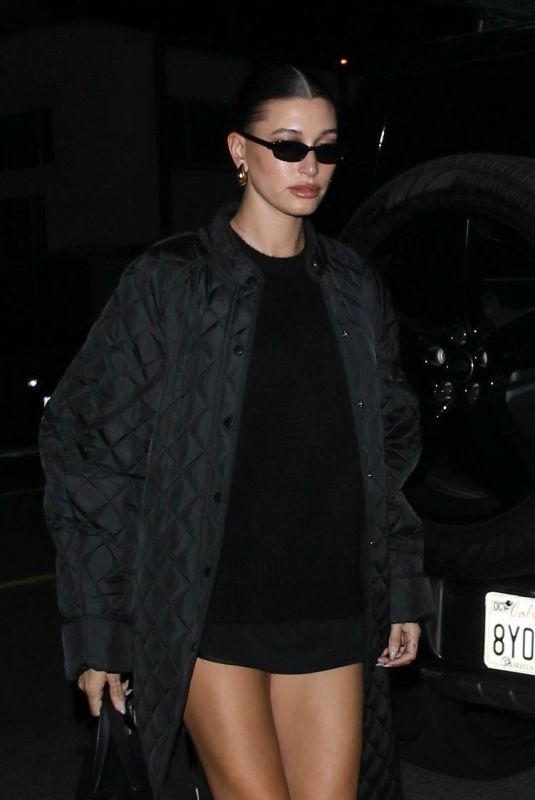 HAILEY BIEBER Out for Dinner with Friends at E Baldi in Santa Monica 01/14/2024