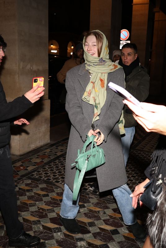 HUNTER SCHAFER Out for Dinner at Costes in Paris 01/21/2024