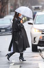 IRINA SHAYK Walking Under the Rain in Manhattan 01/26/2024