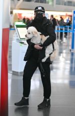 JAMIE LEE CURTIS and Her Service Dog Runi Arrives at JFK Airport in New York 01/15/2024