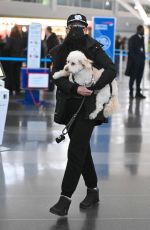 JAMIE LEE CURTIS and Her Service Dog Runi Arrives at JFK Airport in New York 01/15/2024