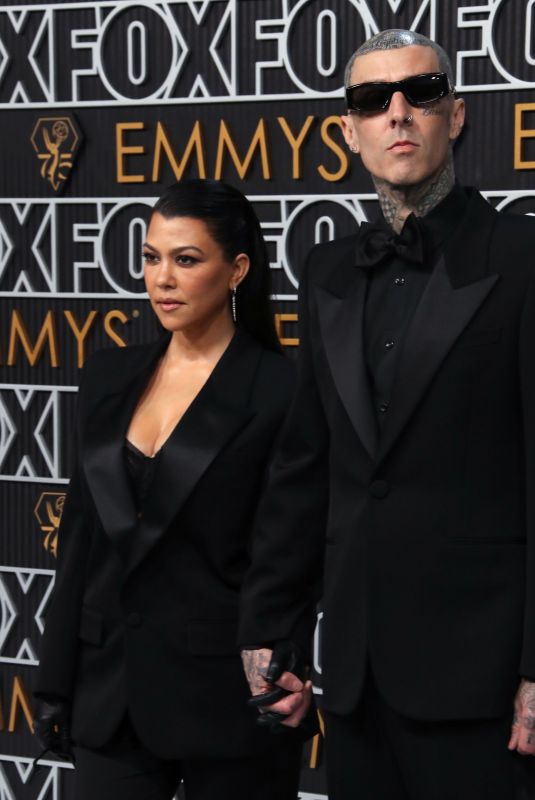 KOURTNEY KARDASHIAN and Travis Barker at 75th Primetime Emmy Awards in Los Angeles 01/15/2024