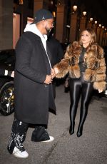LARSA PIPPEN and Marcus Jordan Leaves Costes Restaurant in Paris 01/20/2024