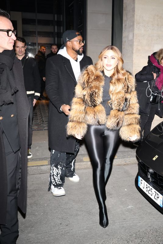 LARSA PIPPEN and Marcus Jordan Leaves Costes Restaurant in Paris 01/20/2024