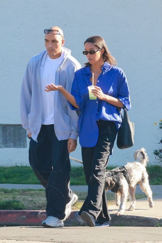 LAURA HARRIER and Sam Jarou Out with Their Dog in Los Angeles 01/30/2024