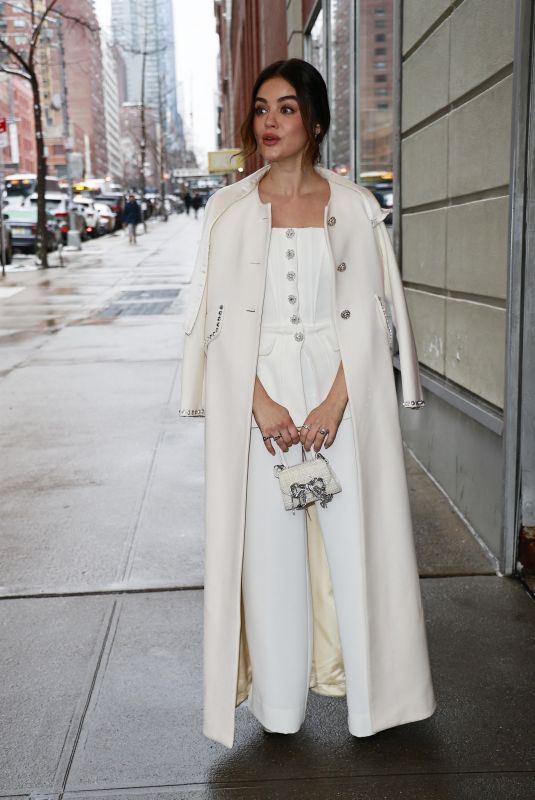LUCY HALE Arrives at Drew Barrymore Show in New York 01/16/2024