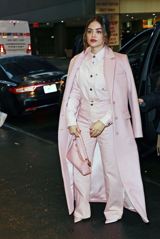 LUCY HALE Arrives at the CBS Studios in New York 01/16/2024