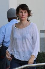 MILLA JOVOVICH at a Starbucks in Los Angeles 01/13/2024