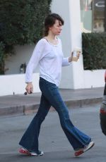 MILLA JOVOVICH at a Starbucks in Los Angeles 01/13/2024