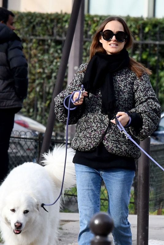 NATALIE PORTMAN Out with Her Dogs on Champ-de-Mars Gardens in Paris 01/27/2024
