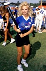 PAMELA ANDERSON at Hollywood Stars Celebrity Baseball Game at Dodgers Stadium in Los Angeles 08/14/1993