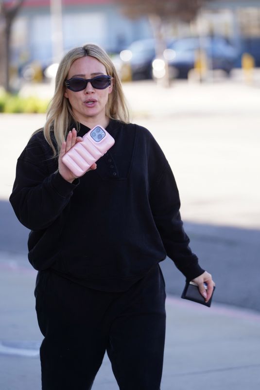Pregnant HILRY DUFF in Baggy Black Sweatsuit Out in Studio City 01/26/2024