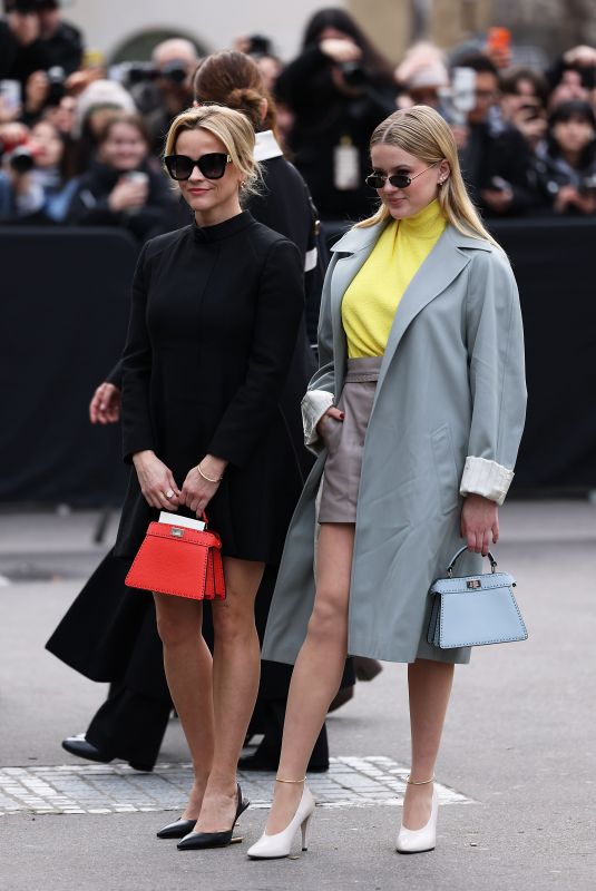 REESE WITHERSPOON and AVA PHILLIPPE Arrives at Fendi Spring/Summer 2024 Show at Haute Couture Week in Paris 01/25/2024