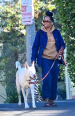 REGINA KING Out with Her Dog in Los Feliz 01/13/2024