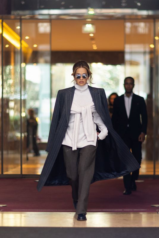 RITA ORA Heading to Dior Fashion Show in Paris 01/19/2024