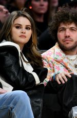 SELENA GOMEZ and Benny Blanco at Lakers vs. Miami Heat Game at Crypto.com Arena in Los Angeles 01/03/2024