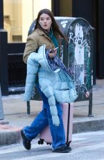 SURI CRUISE Out Carrying a Pink Luggage in New York 01/18/2024