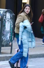 SURI CRUISE Out Carrying a Pink Luggage in New York 01/18/2024