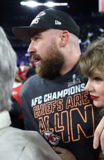 TAYLOR SWIFT and Travis Kelce atKansas City Chiefs v Baltimore Ravens AFC Championship Game in Baltimore 01/28/2024