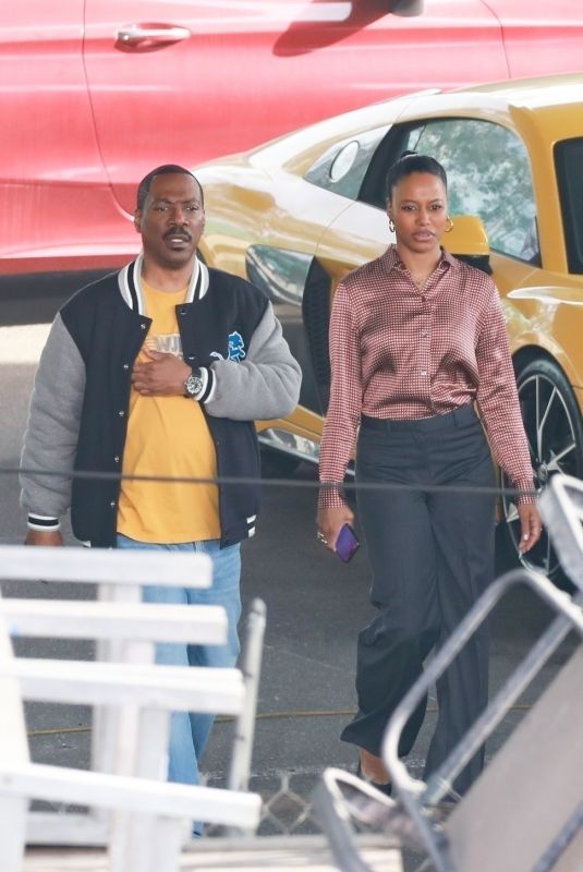 TAYLOUR PAIGE and Eddie Murphy on the Set of Beverly Hills Cop 4 in Los Angeles 01/18/2024